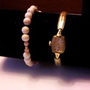Vintage watch & coral bracelet.